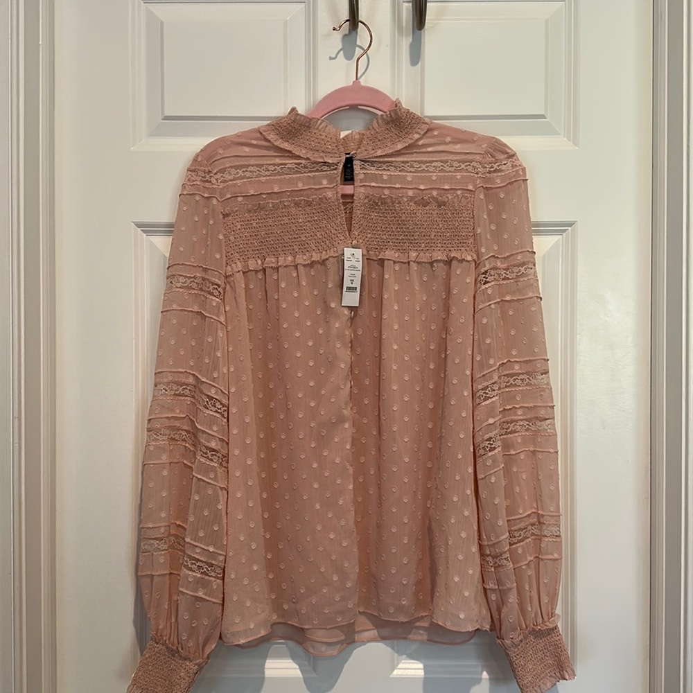 Light pink blouse from White House Black Market. Business casual.
